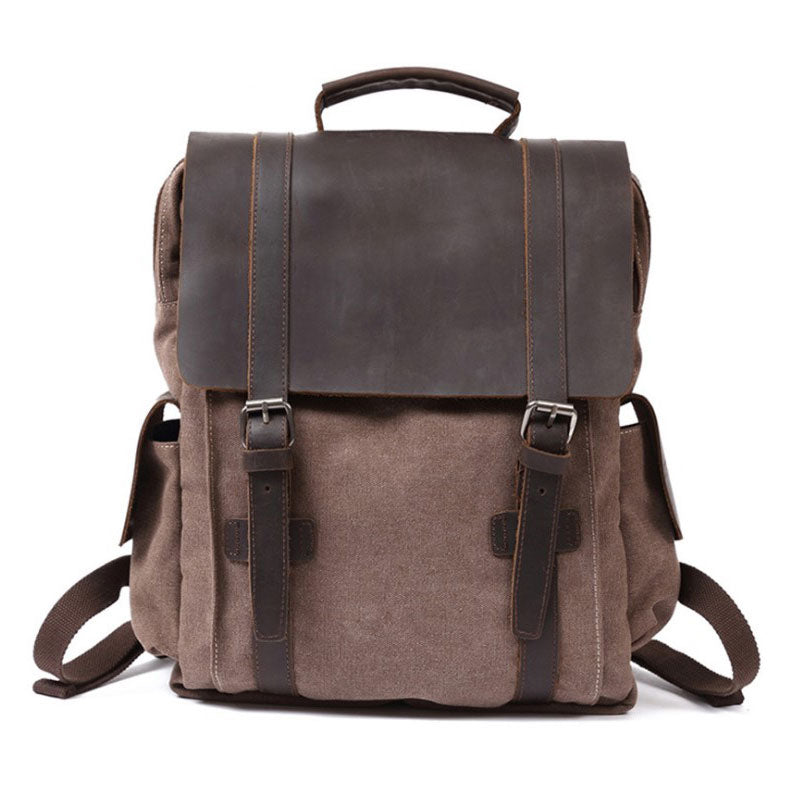 Mens Canvas Leather Backpack Canvas Travel Backpack Canvas School Backpacks for Men - iwalletsmen