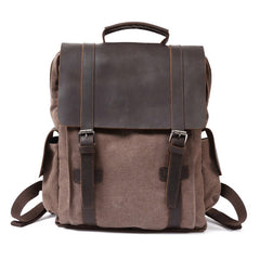 Mens Canvas Leather Backpack Canvas Travel Backpack Canvas School Backpacks for Men - iwalletsmen