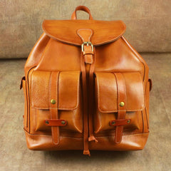 Fashionable Brown Leather Men's Backpack College Backpack 14inch Laptop Backpack For Men and Women - iwalletsmen