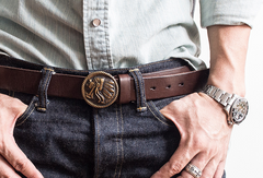 Handmade Genuine Custom Leather Mens Indian Leather Men Coffee Belt for Men