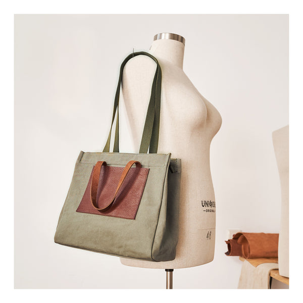 Vintage Canvas Leather Mens Tote Bag Green Tote Handbag Canvas Shoulder Tote for Men Women - iwalletsmen