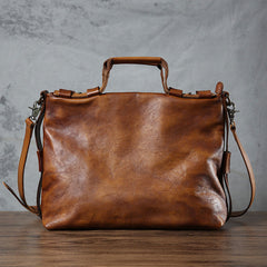 Handmade Leather Mens Cool Messenger Bag Briefcase Work Bag Business Bag Laptop Bag for men