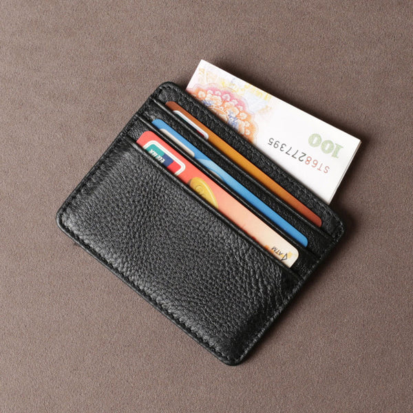 Genuine Leather Mens Cool Slim Front Pocket Wallet Leather Wallet Men Small Wallets  for Men