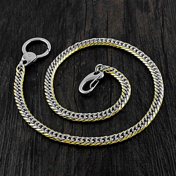 SOLID STAINLESS STEEL BIKER Silver Gold WALLET CHAIN LONG PANTS CHAIN Jeans Chain Jean Chain FOR MEN - iwalletsmen