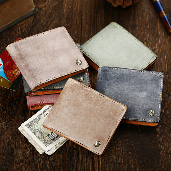 Casual Handmade Mens Black billfold Wallet Red Bifold Card Wallet Small Wallet For Men - iwalletsmen