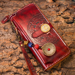 Handmade Leather Mens Chain Biker Wallet Cool Leather Wallet Long Phone Wallets for Men - iwalletsmen