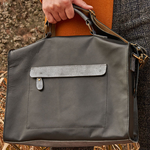 Mens Black Leather Large Briefcase Handbag Work Bag Business Bag for Men - iwalletsmen