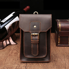 Vintage Brown Leather Men's Belt Pouch Cell Phone Holster Waist Bag For Men - iwalletsmen