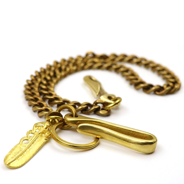 Cool Brass Mens Key Chain Long Gold Wallet Chain Pants Chain Biker Wallet Chain For Men - iwalletsmen