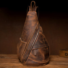 Leather Mens Cool 10 inches Sling Bag Crossbody Bag Chest Bag for men - iwalletsmen