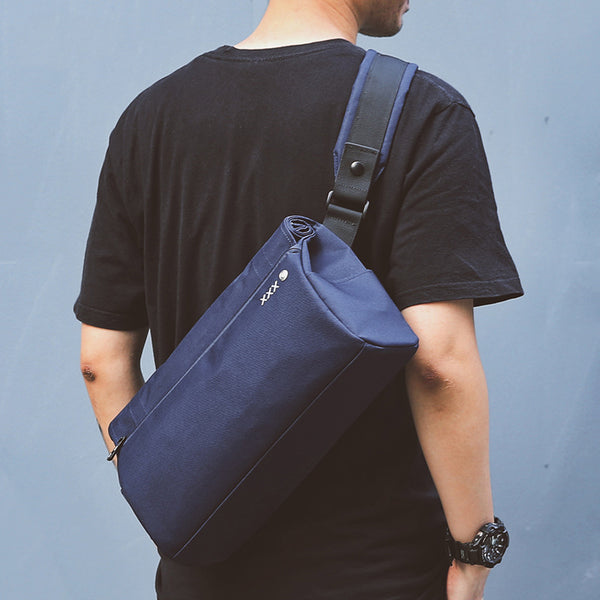 Fashion Oxford Cloth PVC Men's Black Sling Bag Chest Bag Blue One Shoulder Backpack For Men - iwalletsmen