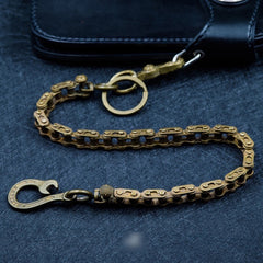 Cool Men's Gold Brass Long Bike Chain Pants Chains Biker Wallet Chain For Men - iwalletsmen