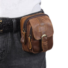 Vintage Brown Leather Men's Cell Phone Holster Belt Pouch Belt Bag For Men - iwalletsmen