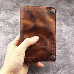 Brown Leather Men Billfold Wallet Leather Black Vertical Bifold Wallet with Coin Pocket For Men - iwalletsmen