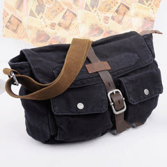 Canvas Black Mens 10 inches Postman Bag Canvas Messenger Bags Khaki Courier Bag For Men - iwalletsmen