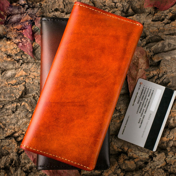 Handmade Leather Mens Clutch Wallet Cool Leather Wallet Long Phone Wallets for Men - iwalletsmen