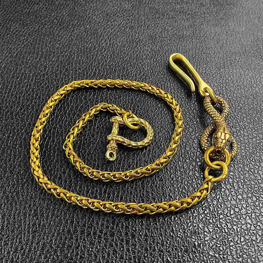 Cool Brass 18" Mens Python Snake Key Chain Pants Chain Wallet Chain Motorcycle Wallet Chain for Men - iwalletsmen