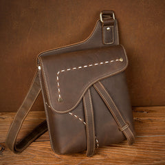 Cool Brown Mens Leather Small Side Bag Vintage Messenger Bags Courier Bag for Men - iwalletsmen