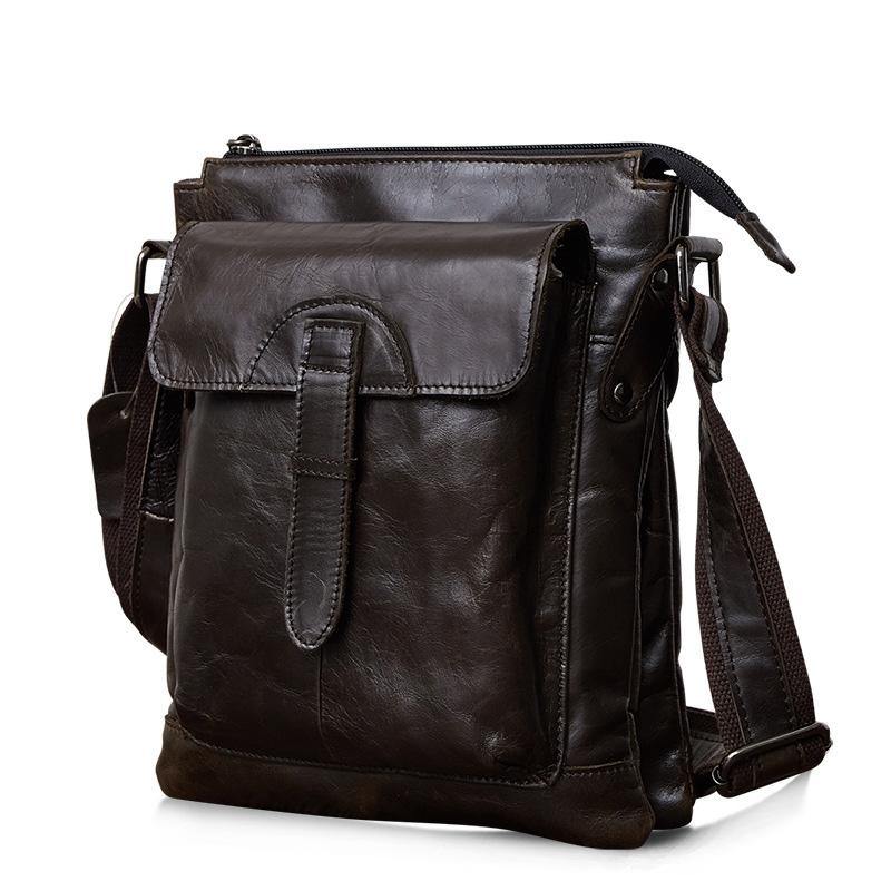 Dark Coffee LEATHER MENS Ipad Vertical SIDE BAG COURIER BAG Small Vertical MESSENGER BAG FOR MEN - iwalletsmen