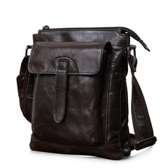 Dark Coffee LEATHER MENS Ipad Vertical SIDE BAG COURIER BAG Small Vertical MESSENGER BAG FOR MEN - iwalletsmen