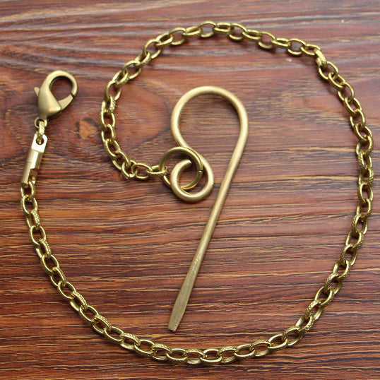 Cool Men's Handmade Brass Long Biker Wallet Chain Pants Chain For Men - iwalletsmen