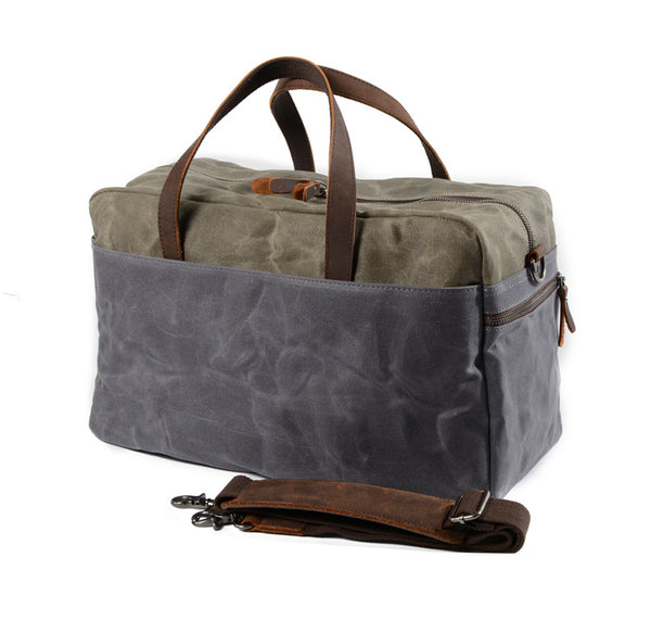 Casual Waxed Canvas Leather Mens Large Travel Weekender Bag Luggage Duffle Bag Fitness Bag for Men - iwalletsmen
