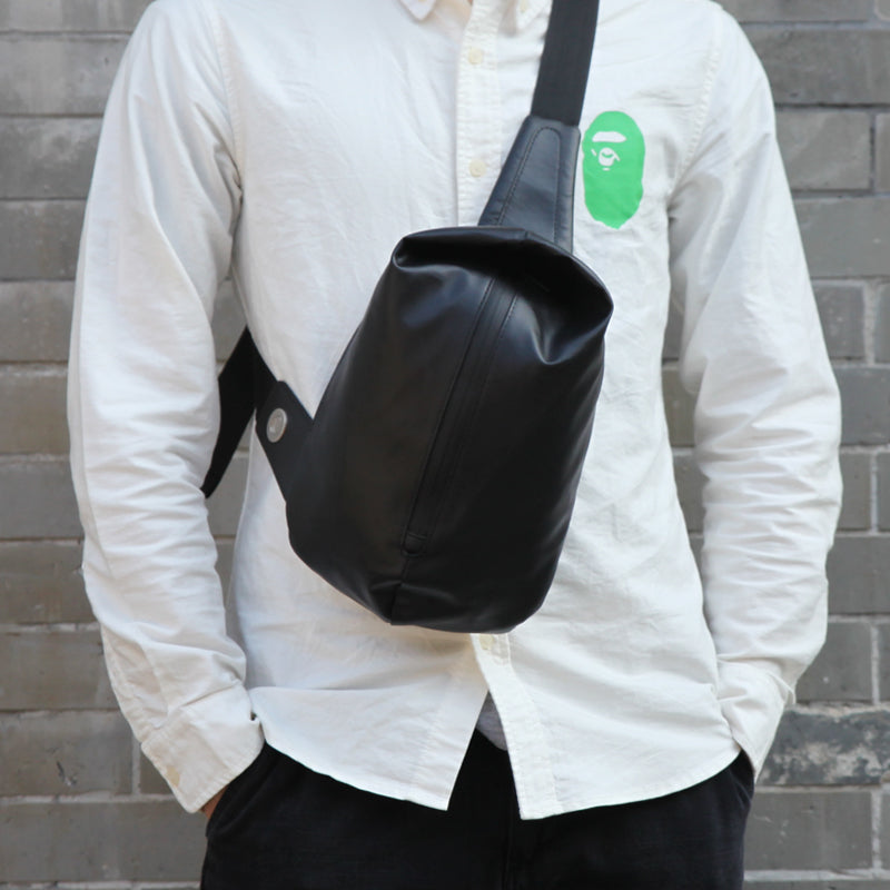 Cool OXFORD CLOTH PVC Black Men's One Shoulder Backpack Sling Bag For Men - iwalletsmen