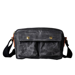 Gray Waxed Canvas Mens Casual Shoulder Bag Messenger Bags Casual Courier Bags for Men - iwalletsmen