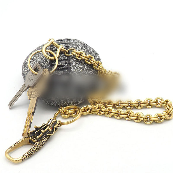 Cool Brass 17‘’ Chinese Dragon Wallet Chain Key Chain Wallet Chain Pants Chain For Men - iwalletsmen