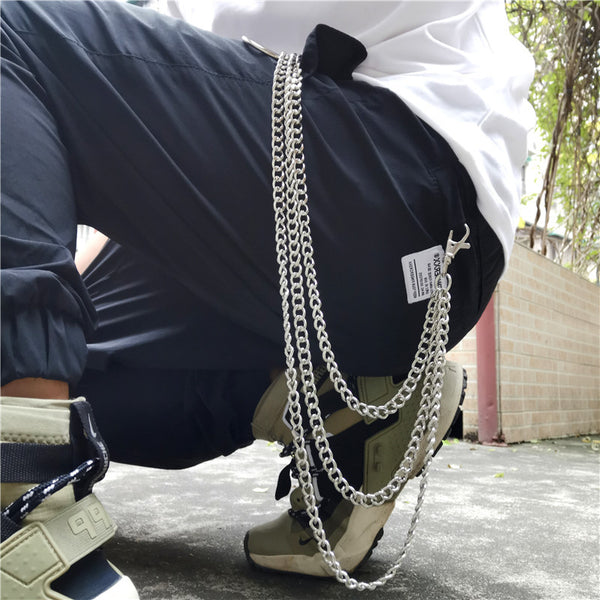 Badass Punk Mens Womens Long Three-Layer Hip Hop Pants Chain Wallet Chain For Men - iwalletsmen