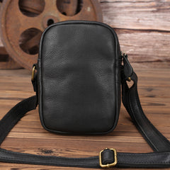 Black LEATHER MEN'S Small Side bag Brown Vertical Phone Bag MESSENGER BAG Courier Bag FOR MEN - iwalletsmen
