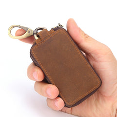 Cool Brown Mens Zipper Leather Car Key Wallet Key Holder Change Holder For Men - iwalletsmen