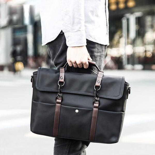 Fashion Nylon Cloth Men's Black Business Briefcase Shoulder Bag Computer Handbag For Men - iwalletsmen