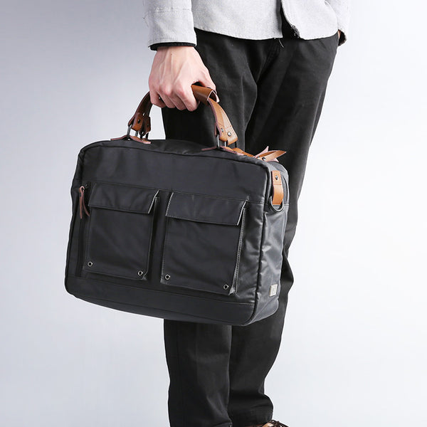 Fashion PVC Canvas Men's Khaki Large Handbag Briefcase Business Laptop Business For Men - iwalletsmen