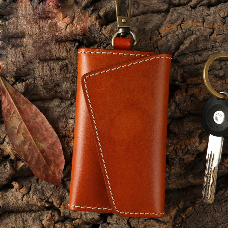 Handmade Leather Mens Cool Key Wallet Car Key Holder Car Key Case for Camel Men