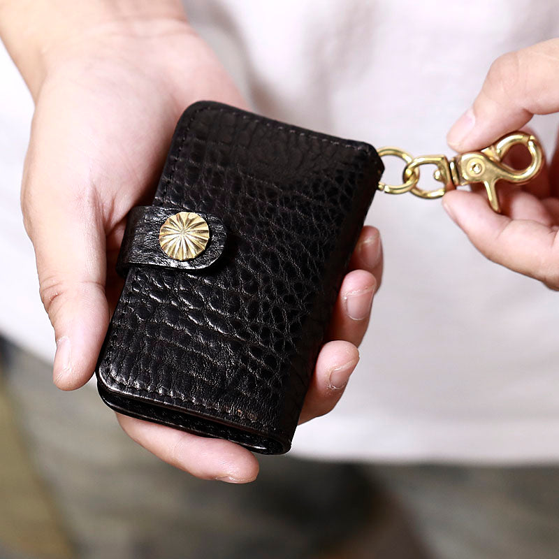 Handmade Black Leather Mens Cool Key Wallet Key Holder Brown Card Holder Car Key Case for Men - iwalletsmen