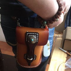 Leather Belt Pouch Mens Small Cases Waist Bag Hip Pack Belt Bag Fanny Pack Bumbag for Men - iwalletsmen
