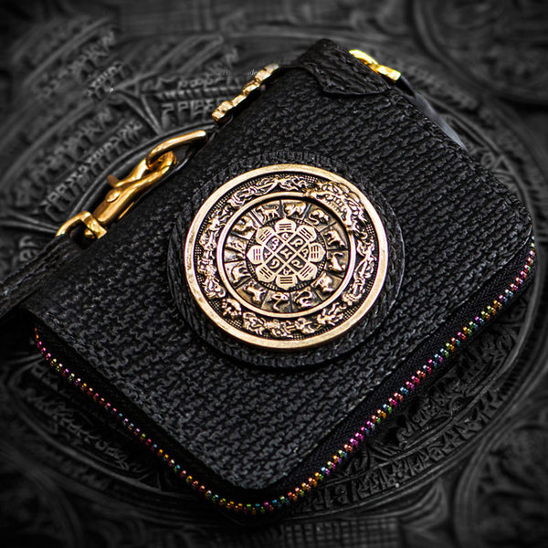 Handmade Leather Biker Wallet Mens Cool billfold Chain Wallet Trucker Wallet with Chain