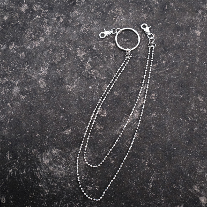 Badass Punk Mens Womens Stainless Steel Double Beaded Pants Chain Wallet Chain For Men - iwalletsmen