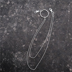 Badass Punk Mens Womens Stainless Steel Double Beaded Pants Chain Wallet Chain For Men - iwalletsmen