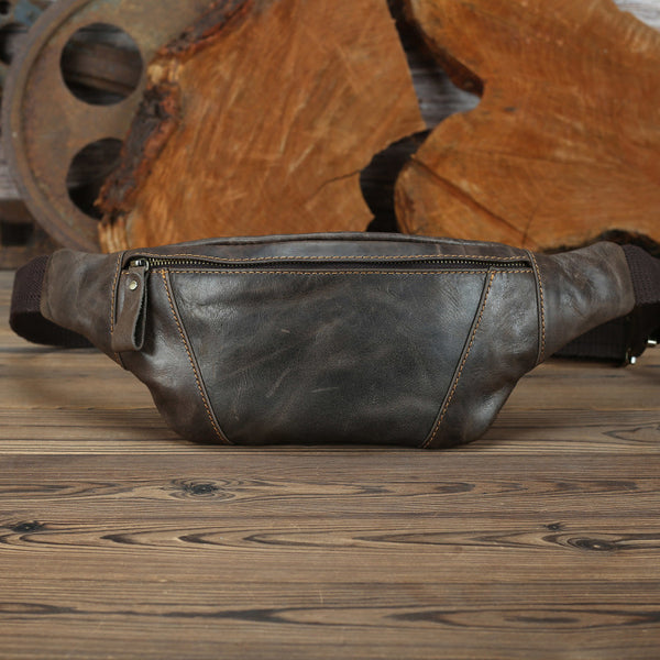 Brown MENS LEATHER FANNY PACK Coffee BUMBAG Vintage WAIST BAGS for Men - iwalletsmen