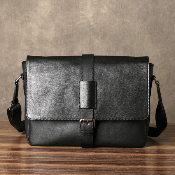Genuine Leather Mens Cool Messenger Bag Shoulder Bag Chest Bag Bike Bag Cycling Bag for men