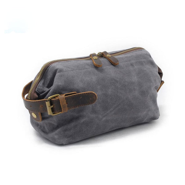 Cool Canvas Leather Mens Zipper Wristlet Bag Vintage Clutch Zipper Bag for Men - iwalletsmen