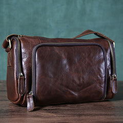 Genuine Leather Mens Cool Shoulder Bag Messenger Bag Chest Bag Bike Bag Cycling Bag for men