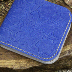 Handmade Leather Floral Mens Cool Slim Leather Wallet Men billfold Wallets Bifold for Men