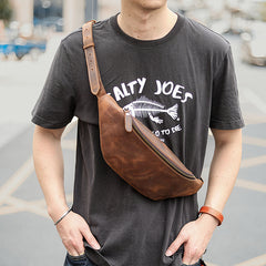 leather hip bag Brown Cool Leather Mens Fanny Pack Hip Pack Bum Pack Waist Pack Bag For Men