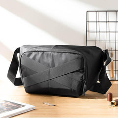 Cool Black Nylon Mens 10 inches Chest Bag Messenger Bags One Shoulder Backpack Black Side Bag for Men - iwalletsmen