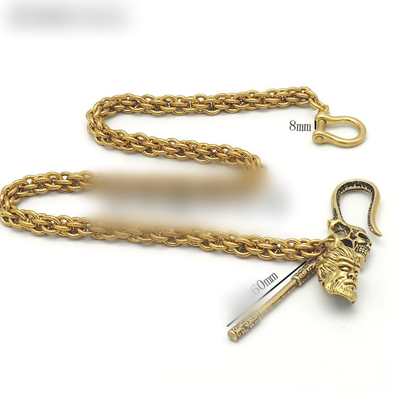 Cool Brass 18‘’ Biker Wallet Chain Skull Key Chain Wallet Chain Pants Chain For Men - iwalletsmen