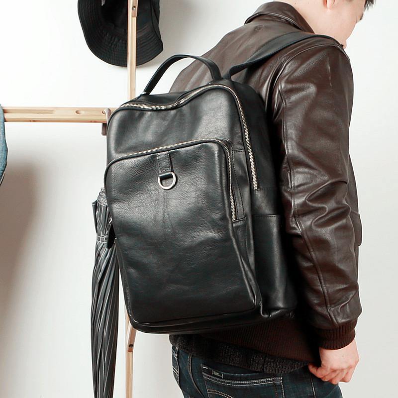 camel leather backpack black Cool Camel Leather Mens Travel Black Backpack Work 14 inches Brown Wor –  iwalletsmen