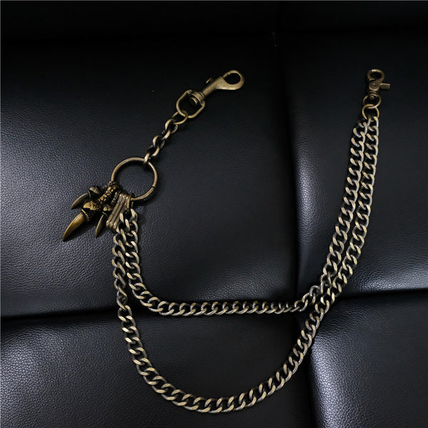 Badass Men's Bronze Metal Long Double Wallet Chain Pants Chain Biker Wallet Chain For Men - iwalletsmen